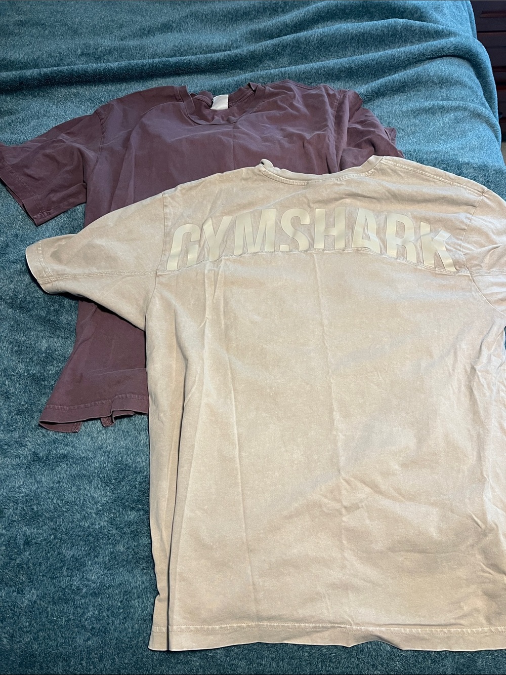 Gymshark Oversized Tee Duo in Beige and Maroon - Size Large